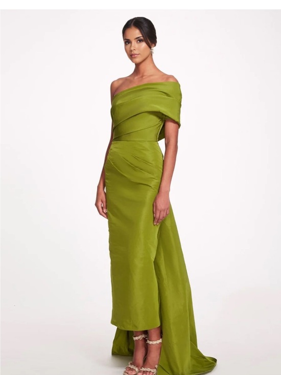 Dresses & Skirts - Off-Shoulder Olive Green Evening Gown